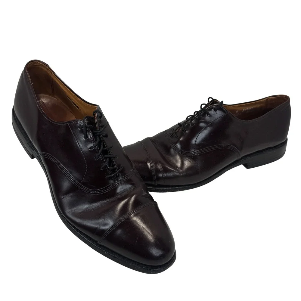 Allen Edmonds Park Avenue Oxford Shoes Leather Burgundy Dress Cap Toe Mens 9 B